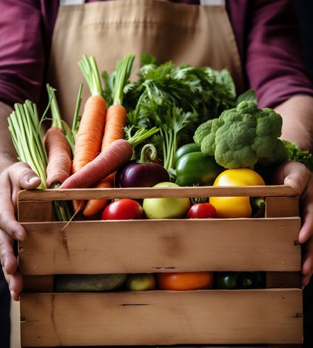 Man holding a vegetable basket